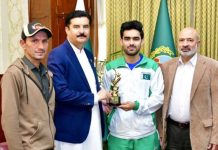 Governor KP honours Squash Star Khushhal Riaz Khan