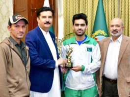 Governor KP honours Squash Star Khushhal Riaz Khan