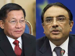President Zardari felicitates President of Myanmar on assumption of office