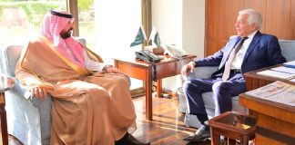 Saudi Ambassador calls on Defence Minister Khawaja Asif